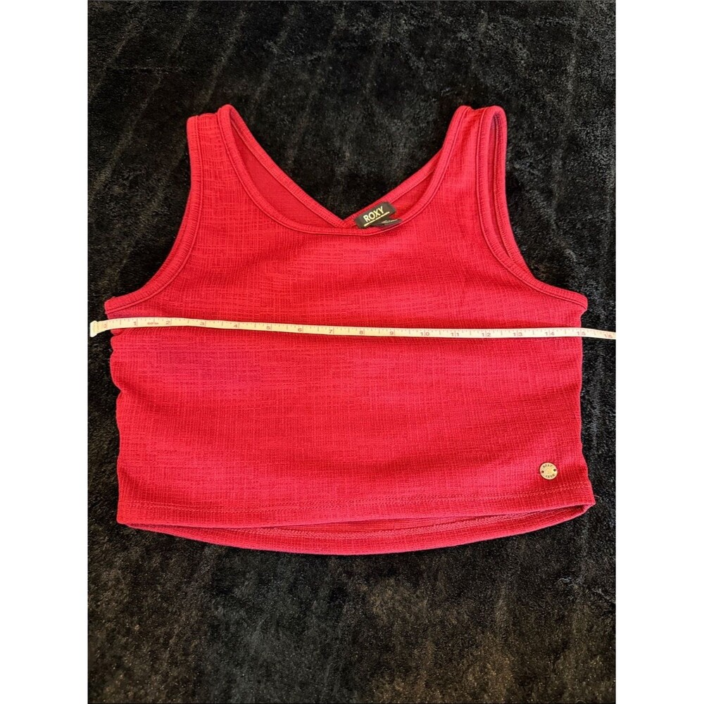 Roxy Good Keepsake Red Burgundy Scoop Neck Crossback Crop Tank Top Large - Picture 4 of 8